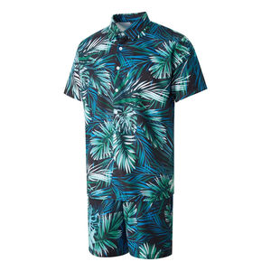 Cheap High Quality Printed Men's Casual <b>Knitted</b> Summer Short <b>Set</b> with Stand Collar Shirts - Product Image 6