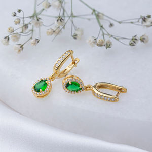 Joyería de Plata de Ley 925, piedra de circón cúbico Esmeralda, Pendientes colgantes para mujer con forma de pera, joyería de moda para mujer - Product Image 4