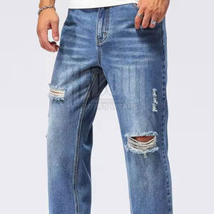Ropa elegante Hombres Rough Baggy Jeans Rasgados Pantalones de moda Loose Fit Tela suave 2025 Estilo de moda Rough Jeans - Product Image 6