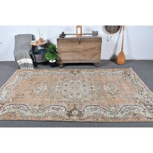 พรมตุรกีโบราณสีเบจคลาสสิกขนาด5.1 x 9.3ft แฮนด์เมดพรมขนแกะวัสดุการเย็บปะติดปะต่อกันออกแบบยางห้องโถงเป็นรูปสี่เหลี่ยมผืนผ้าใหม่ - Product Image 1