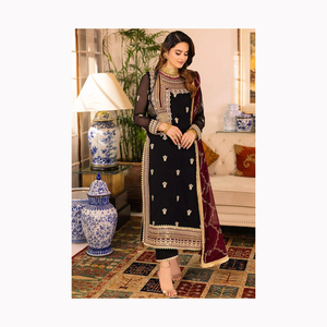 2024 vente chaude pakistanais indien travail manuel en mousseline de soie robe de mariée Salwar Kameez costume Lehenga Choli - Product Image 2