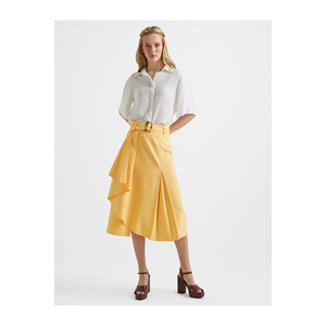 Jupe asymétrique épaisse pour femme avec ceinture et poches - Product Image 4