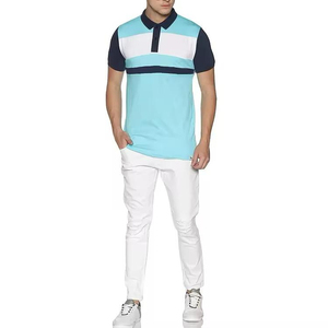 Camisa de Manga Corta para Hombre, Diseño Color Block, Tejido Informal, Azul Claro, Azul Marino, Blanco, Poliéster/Algodón, Secado Rápido, Transpirable - Product Image 5