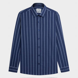 Aristino Camisa de vestir con cuello mandarín a rayas para hombre Antiarrugas Transpirable Secado rápido Verano ALS1880Z - Product Image 1