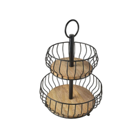 Présentoir à gâteaux élégant fait à la main à 2 niveaux finition brute plateau de présentation de qualité supérieure pour la boulangerie, le mariage et la maison