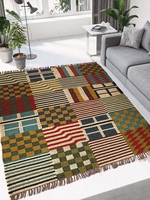 Vintage geometrische Muster Wolle Jute Kelim Teppiche mehrfarbig gesticktes Design Luxus hand gefertigten Teppich Home Hotel Garten tür Dekor