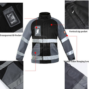 Veste d'hiver réfléchissante détachable Protection de sécurité Vêtements de travail imperméables avec multi-poches - Product Image 5