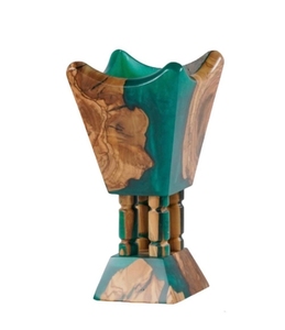 Soporte de incienso decorativo de madera y resina azul real, soporte de incienso Premium de madera y resina de lujo, soporte de incienso hecho a mano - Product Image 3