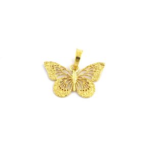 Colgante de mariposa delicada de oro amarillo sólido de 14K para mujer, patrón de número de oro rosa, abalorio de estilo religioso, joyería táctil de oro blanco - Product Image 2
