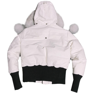Palm <span class=keywords><strong>Moose</strong></span> Phụ Nữ Áo Khoác Mùa Đông Fox Fur Vịt Xuống Đầy Trùm Tóc Puffer Máy Bay Ném Bom Áo Khoác - Product Image 2