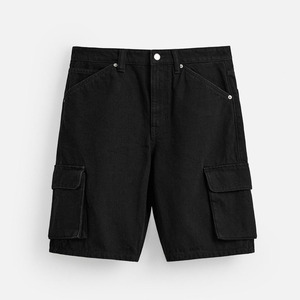 Pantalones Cortos Cargo Negros para Hombre, Estilo Vaquero, de Tela No Tejida Resistente, de Algodón Grueso, Duraderos, de Corte Holgado, Largos hasta la Rodilla, Utilitarios, Tallas Grandes - Product Image 6