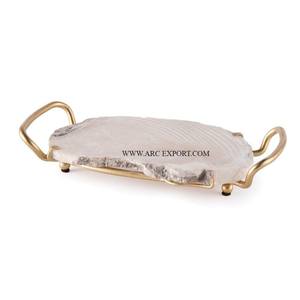 Plateaux de service alimentaire de vaisselle de table de conception les plus récents avec poignées de vaisselle en argent en métal - Product Image 5