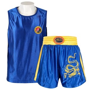 Pantalones cortos y chaleco de boxeo de último diseño hechos a medida, uniforme de boxeo profesional de impresión de alta calidad, uniforme con logotipo personalizado OEM Unisex - Product Image 6