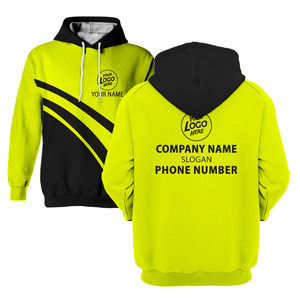 Hi Vis Hoodie Black And Yellow Black Stripes Nombre y logotipo personalizados Nombre DE LA EMPRESA Ropa de trabajo de seguridad Sudadera con capucha para hombres - Product Image 2
