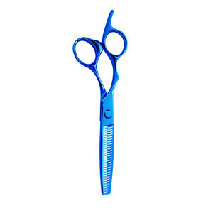 Ciseaux amincissants de coiffeur manche en acier enduit bleu ciseaux de coupe de cheveux de Salon lame tranchante repose-doigt outil de coiffure élégant - Product Image 6