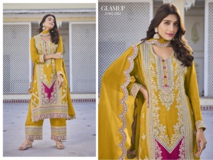Hermoso traje de diseñador de lujo Heavy Chinon Salwar Suit & Dupatta con Secuencia de bordado y trabajo de espejo Exportador de moda de mujer - Product Image 4