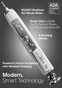 Aquasonic Black Series Ultra Whitening <b>Toothbrush</b> ADA Accepted <b>Electric</b> <b>Toothbrush</b>- 8 Brush <b>Heads</b> & Travel Case 40,000 VPM - Product Image 3