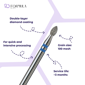 Broca de Diamante de Precisión para Uñas, para el Cuidado de las Cutículas, 2.5 mm, Grano Azul - Product Image 2