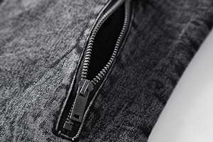 Nouveau Style Vintage Solide Couleur Casual Mode Jeans Manteau Noir Bleu Zipper Denim Veste pour Hommes - Product Image 6