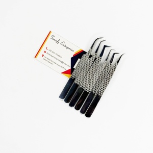Pinzas de pestañas de Metal personalizadas de alta calidad Pinzas de pestañas de punta de fibra de acero inoxidable cómodas pinzas de pestañas de Punta puntiaguda - Product Image 5