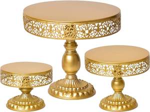 Support à gâteau design créatif pour mariage à domicile Forme ronde couleur or Design moderne Support à gâteau en métal Cadeau d'anniversaire et de mariage Artisanat - Product Image 2