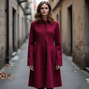 Abrigo largo de lana para mujer, ropa de calle, gabardinas largas de lana con cinturón, cuello vuelto, chaqueta de manga larga para mujer - Product Image 6