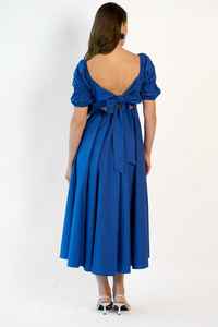 2025 precio más bajo Boho mujer Casual cuello cuadrado señoras Maxi vestido 100% algodón Midi-longitud azul natural mujeres vestido - Product Image 2