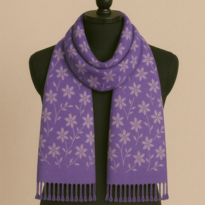 Étole rectangulaire longue beige de qualité supérieure, 100% laine et rayonne, broderie à pois, légère, séchage rapide, respirante, hiver - Product Image 1