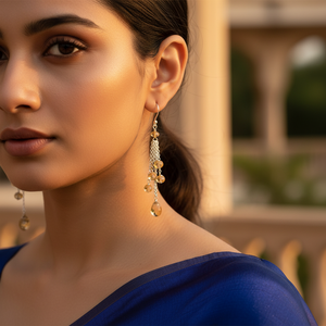 "18K Gold Plated Vintage <b>Citrine</b> Drop <b>Earrings</b> for Women's Daily Wear" - Product Image 1