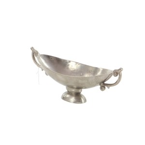 Bol décoratif en aluminium argenté avec poignées Style rustique Décoration de la maison Centre de table Accent de table Style vintage en métal - Product Image 2