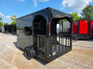New Lovely 7' X 12' Black With Blackout Elite Porch <b>Trailer</b> With Built-In Sink food vending <b>Trailer</b> - Product Image 3