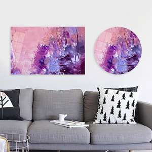 Impresión en lienzo abstracta moderna en rosa y morado: elegante decoración de pared, arte en vidrio templado - Product Image 1