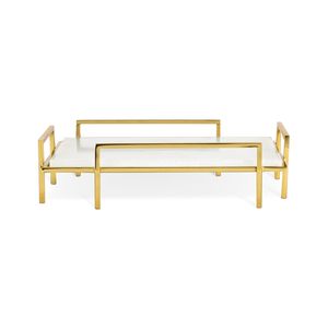 Vente directe d'usine, plateau à bijoux en verre avec cadre en laiton doré fait à la main, à un seul niveau, de qualité alimentaire, moderne, décoratif, pour table - Product Image 4