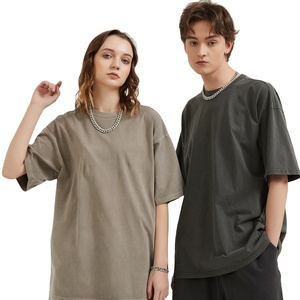 Logotipo personalizado de alta calidad 250G algodón pesado de talla grande Unisex hombres ácido lavado teñido algodón camiseta para hombres DDP envío - Product Image 2