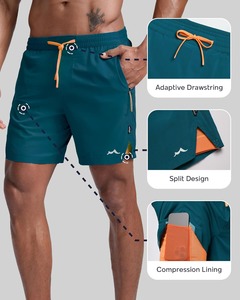 Men's Relaxed Fit & Slim Fit Casual Sport <b>Shorts</b> | 100% Cotton Breathable Quick Dry <b>Shorts</b> Elastic Waist | Solid Pattern <b>Gym</b> - Product Image 3