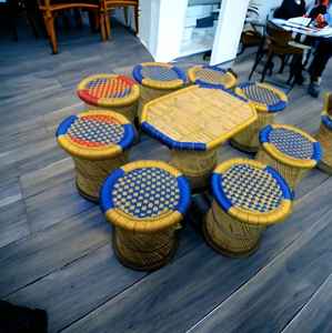 Conjunto otomano de silla de ratán de bambú Natural antiguo elegante, muebles de restaurante para uso en Hotel, hogar y oficina - Product Image 5
