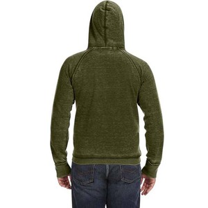 Venta al por mayor en blanco pulóver sudaderas con capucha Unisex de alta calidad de los hombres de gran tamaño de lana de lavado ácido de algodón sudaderas con capucha de color verde - Product Image 5