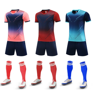 Uniforme de fútbol juvenil con logotipo de equipos personalizados al por mayor, ropa de fútbol de 100% poliéster, uniforme de fútbol liso en blanco OEM, camiseta para niños y hombres - Product Image 2