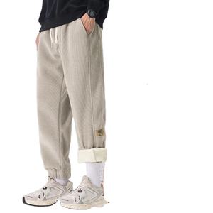 Pantalon décontracté d'hiver pour homme en coton doux avec taille élastique et cordon de serrage, épais et chaud, style chinois, grande taille - Product Image 1