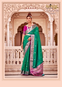 ผ้าไหม Banarasi ที่อุดมไปด้วยผ้าแจ็คการ์ดใช้ได้ทั่วส่าหรี - Product Image 3
