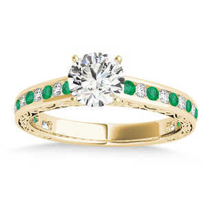 Anillo de Compromiso de Oro Amarillo de 14k con Esmeralda y Diamantes, Anillos de Diamantes de 0.87ct para Novias - Product Image 2
