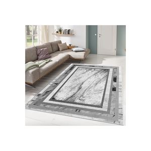 Conjunto de alfombra impresa digital detallada con marco gris-blanco - Product Image 1