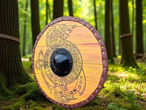 Escudo de Caballero Medieval Hecho a Mano en Madera, Decoraciones de Halloween - Product Image 2