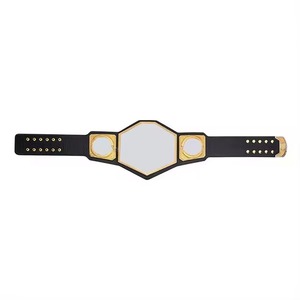 Ceinture de championnat de lutte pro incontestée personnalisable de haute qualité avec plaques en alliage de zinc plaqué or et cuir véritable - Product Image 1