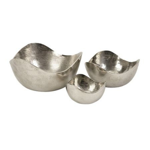 Bol de service en aluminium finition argent pour restaurant, bol à nourriture et à salade, forme ronde, bols de service en métal faits à la main - Product Image 1