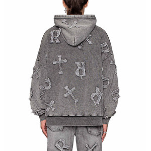 Sweat-shirt à capuche personnalisé en coton à manches longues avec broderie en détresse avec fondu au soleil personnalisé sweat-shirt à capuche pour hommes de haute qualité - Product Image 3