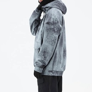 Veste à capuche en polaire imperméable et coupe-vent pour homme, impression personnalisée, teinture unie, écologique, pour le ski et le snowboard, 100% coton - Product Image 3