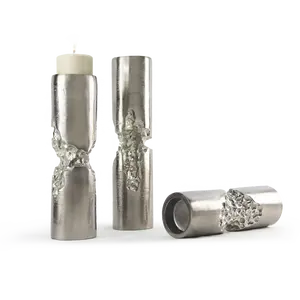 Bougeoirs rectangulaires contemporains en aluminium blanc pour la décoration de Noël, faits à la main par Zahid Exports India - Product Image 3