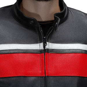 Legacy Red Black Soft Cowhide Leather Racing Motorbike Jacket Removable CE-Certified <b>Protectors</b> Motorcycle Riding Jacket For Men - Product Image 5
