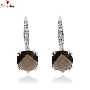 Pendientes colgantes multipiedra de Plata de Ley 925 con piedras preciosas naturales brillantes, CZ de cuarzo ahumado de alta calidad para regalo de fiesta para mujer - Product Image 2